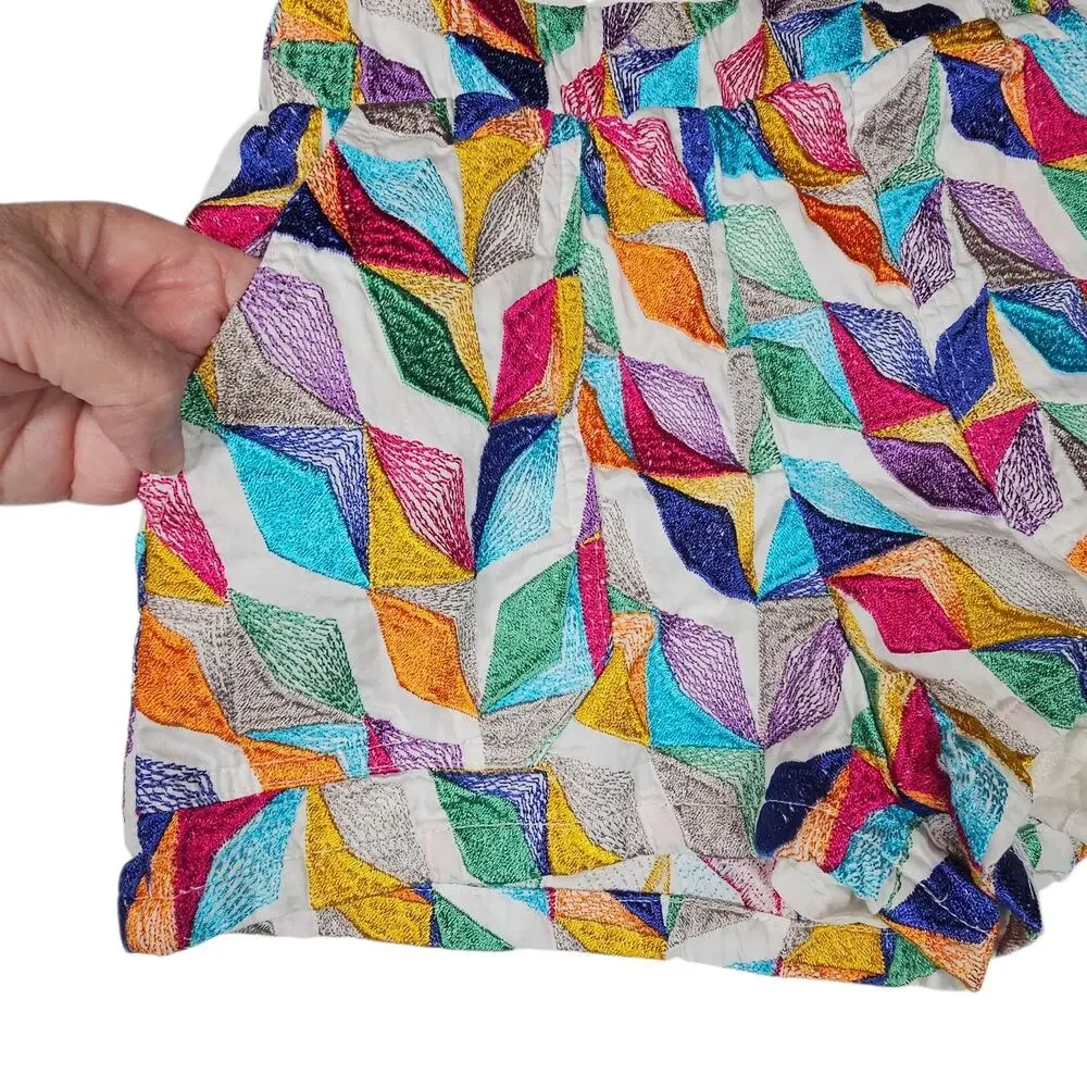 Willa Story Palmer Pull-On Shorts in Multicolor Embroidery Size XS